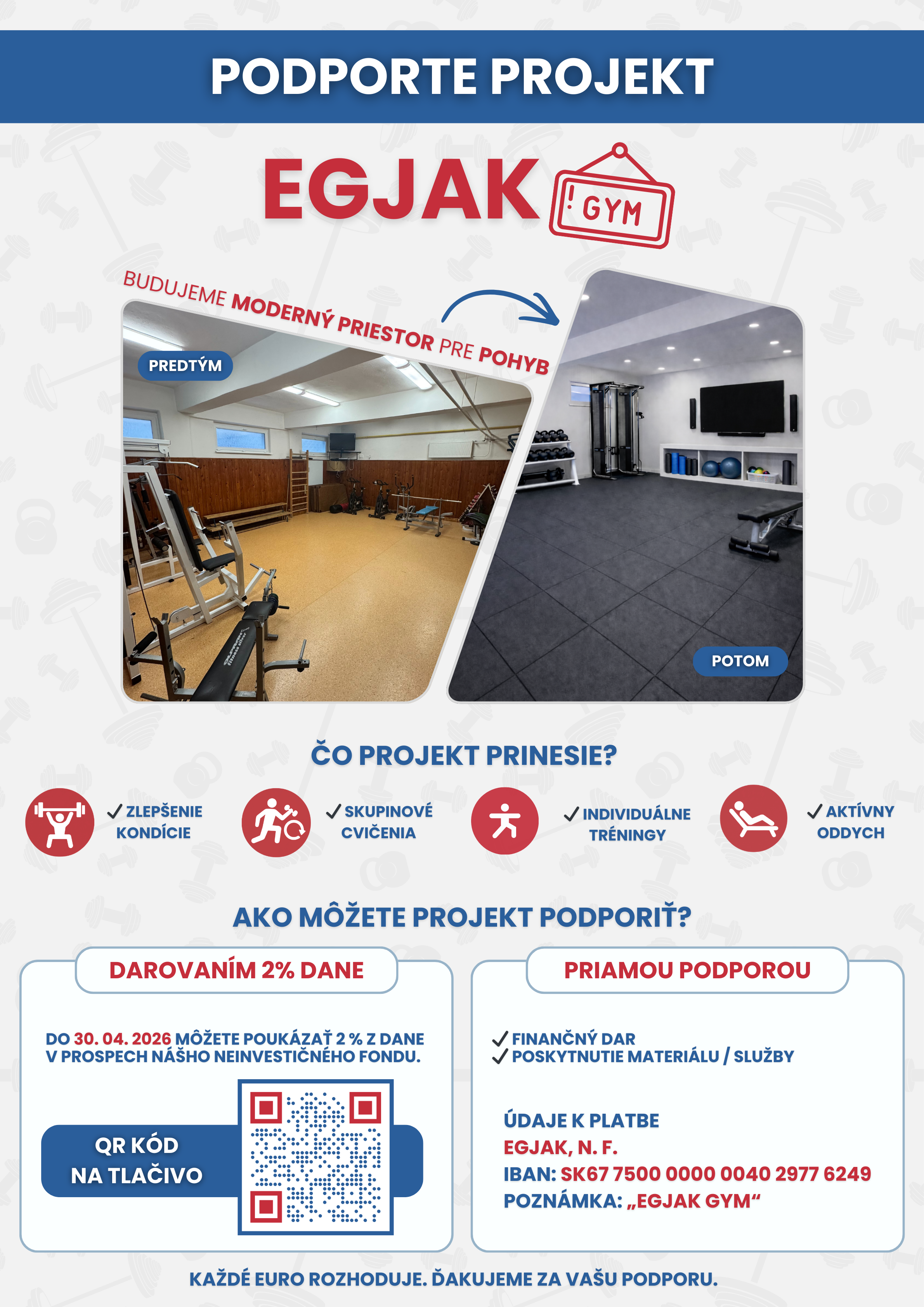 Podporte projekt EGJAK GYM