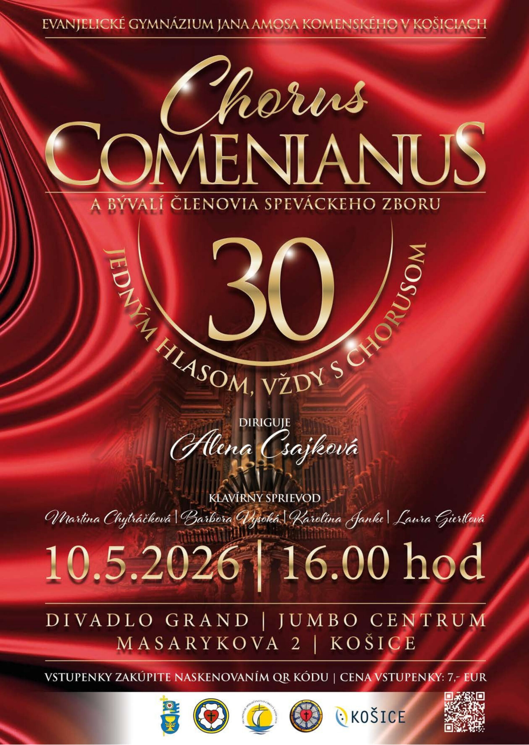 Pozvánka na slávnostný koncert pri príležitosti 30. výročia založenia zboru Chorus Comenianius